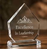 Crystal award etched Excellence in Leadership